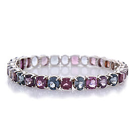 39.20 Carat Total Cushion Cut Spinel Bracelet in 18 Karat White Gold