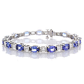 11.10 Carat Total Oval Tanzanite and Diamond Bracelet in 18 Karat White Gold