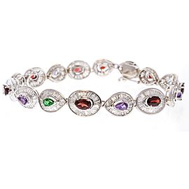 10.50 Carat Total Mixed Gemstone and Baguette Diamond Bracelet in 14 Karat Gold