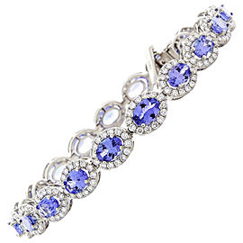 12.50 Carat Total Oval Tanzanite and Diamond Bracelet in 18 Karat White Gold