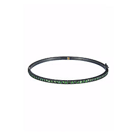 Yossi Harari Jewelry Oxidized Gilver Tsavorite Lilah Bangle