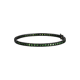 Yossi Harari Jewelry Oxidized Gilver Pave Tsavorite Lilah Bangle