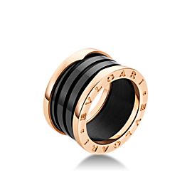 Bulgari B. Zero 1 18K Rose Gold & Black Ceramic 4 Band AN855563 Ring Size: 5.75