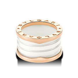 Bulgari B. Zero 1 18K Rose Gold & White Ceramic 4 Band Ring Size: 5.75