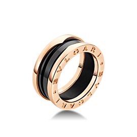 Bulgari B. Zero 1 18K Rose Gold & Black Ceramic Ring Size: 7