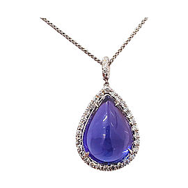 Heritage Gem Studio 15.43 Carat Tanzanite and Diamond Pendant Necklace in 18 Karat White Gold