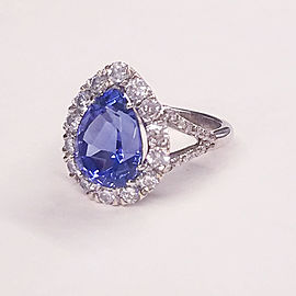 4.50 Carat Total Pear Shaped Tanzanite and Diamond Cocktail Ring in 18K Gold