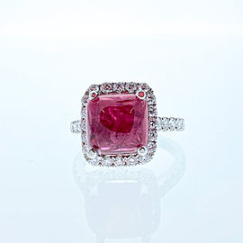 18KWG RUBELLITE & DIAM RING, 5.70CT RUBLT, 1.21CTW MELEE