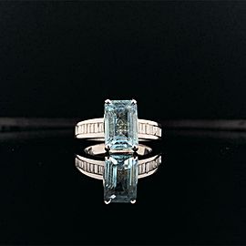 Diamond Aquamarine Ring 3.30TCW 14k Gold Women Certified $4,200