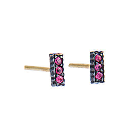 Yossi Harari Jewelry Oxidized Gilver Pave Ruby Lilah Stick Earrings