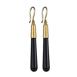 Yossi Harari Jewelry 24k Gold Onyx Cone Jane Earrings