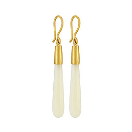 Yossi Harari Jewelry 24k Gold Mother of Pearl Cone Jane Earrings