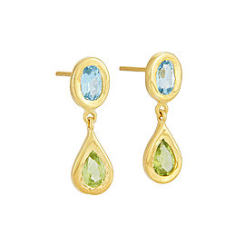 Yossi Harari Jewelry Roxanne 18k Gold Blue Topaz & Peridot Mica Earrings