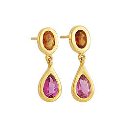 Yossi Harari Jewelry Roxanne 18k Gold Cirtine & Pink Tourmaline Mica Earrings