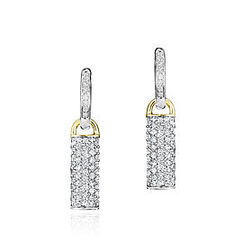 Yellow Gold and Diamond Bar Huggie Earrings