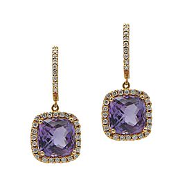 Sea Wave Diamonds 18k Rose Gold 0.42CT Diamond 4.94CT Amethyst Amethyst and Diamond Earrings