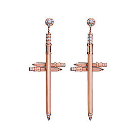 Tzuri 18k Rose Gold and Diamond Cross Earrings