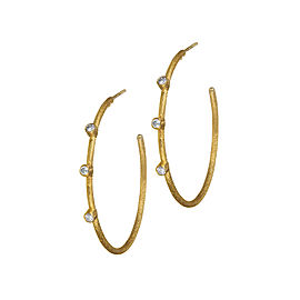 Yossi Harari Jewelry 24k Gold Diamond Jane Hoop Earrings