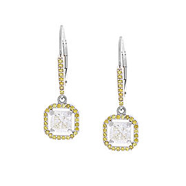 Heritage Gem Studio 2.52 Carat Total Radiant White and Natural Vivid Yellow Diamond Drop Earrings