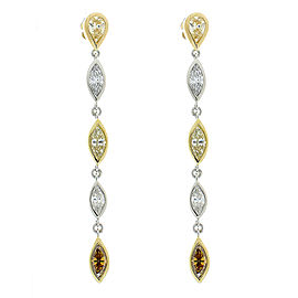 Heritage Gem Studio 2.50 Carat Total White and Fancy Yellow Marquise Diamond Dangle Earring