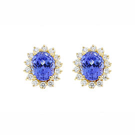 Heritage Gem Studio 5.43 Carat Total Oval Tanzanite and Diamond White Gold Earrings