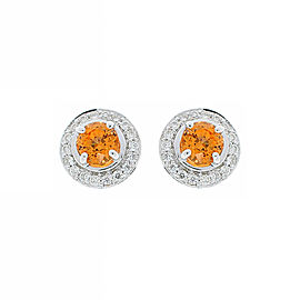 2.54 Carat Total Orange Spessartite Garnet and Diamond White Gold Earring