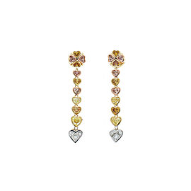 Heritage Gem Studio 3.80 Carat Natural Fancy Colored Heart Shape Diamond Dual Tone Dangle Earrings