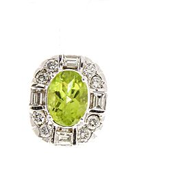 1.98 Carat Total Cushion Cut Peridot and Diamond Earrings in 14 Karat White Gold