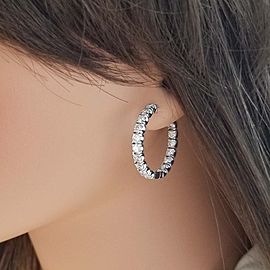 Earring 14KW, Dia 2.90CTW BR IN & OUT HOOPS 34STN Diameter 2.5cm