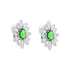 5.10 Carat Total Tsavorite and Marquise Diamond Earring in 18 Karat White Gold