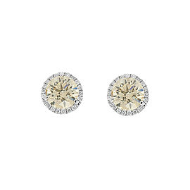 2.01 Carat Total Brown Diamond Stud Earrings in 18 Karat White Gold