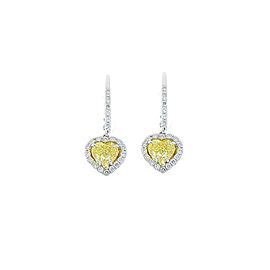 EGL USA Certified Fancy Light Yellow Heart Shape Diamond Earring in White Gold