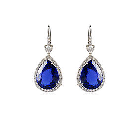 Heritage Gem Studio 27.61 Carat Total Pear Shape Tanzanite and Diamond Earrings in 18 Karat Gold