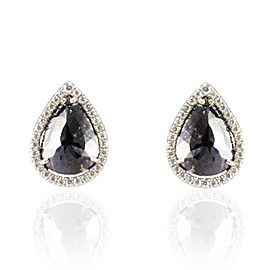 7.21 Carat Total Pear Shape Black Diamond Fancy Stud Earrings in 14 Karat Gold