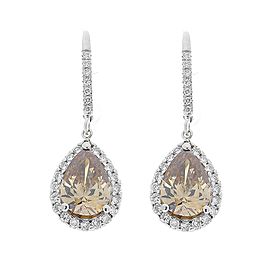 4.00 Carat Total Pear Shaped Fancy Brown Diamond Earrings in 18 Karat White Gold