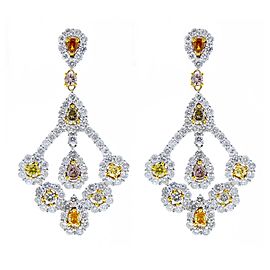 5.77 Carat Total Fancy Cut Fancy Color Diamond Earrings in 14 Karat White Gold