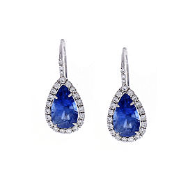 Heritage Gem Studio GIA Certified 8.86 Carat Total Pear Shaped Blue Sapphire & White Diamond Earring