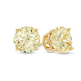 1.47 Carat Total Fancy Yellow Diamond Stud Earrings in 18 Karat Yellow Gold