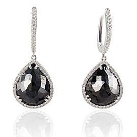 Heritage Gem Studio 20.25 Carat Total Pear Shaped Black Diamond Dangle Earrings in 14 Karat Gold