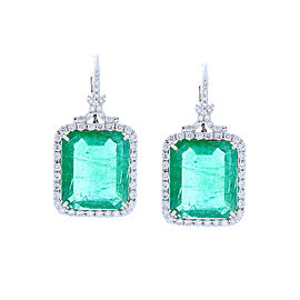 GIA Certified 23.24 Carat Total Emerald And Diamond Earrings