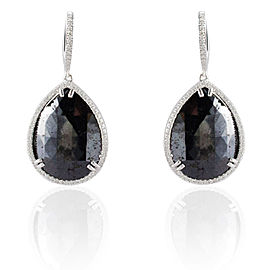 Heritage Gem Studio 24.49 Carat Total Pear Shaped Black Diamond Dangle Earrings in 14 Karat Gold