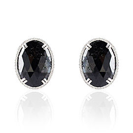 Heritage Gem Studio 21.51 Carat Total Oval Black Diamond Stud Earrings in 14 Karat White Gold