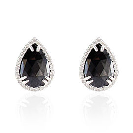 7.97 Carat Total Pear Shaped Diamond Stud Earring in 14 Karat White Gold