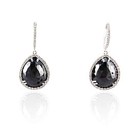 Heritage Gem Studio 17.35 Carat Total Pear Shaped Black Diamond Dangle Earring in 14 Karat Gold