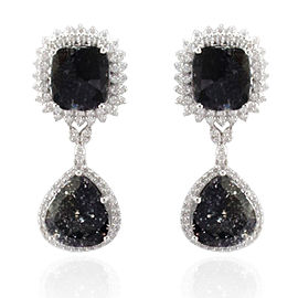 Heritage Gem Studio 6.45 Carat Total Faceted Fancy Sliced Black Diamond Earrings in 18 Karat Gold