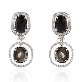 Heritage Gem Studio 4.21 Carat Total Faceted Fancy Sliced Black Diamond Earrings in 18 Karat Gold