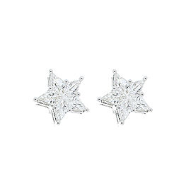 2.03 Carat Total Kite Shaped Diamonds in 18 Karat Gold Star Shaped Earrings