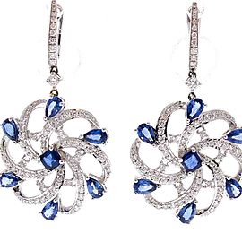 Heritage Gem Studio 3.81 Carat Total Pear Shape Blue Sapphire and Diamond Earrings in 18 Karat Gold