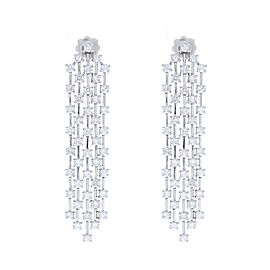 4.20 Carat Total Diamond Dangle Earrings in 14 Karat White Gold