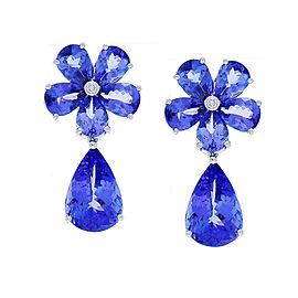 23.66 Carat Total Tanzanite Earrings in 18 Karat White Gold